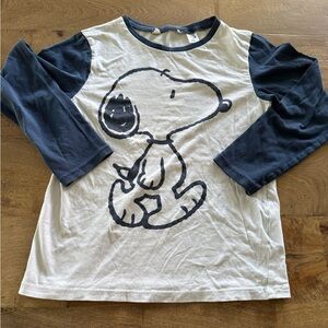 Snoopy Graphic baseball Tee with Navy Trim